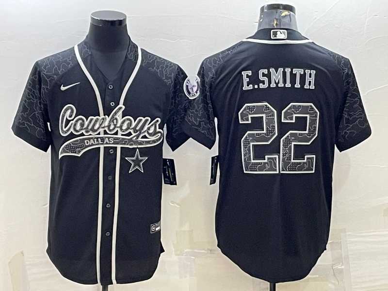 Mens Dallas Cowboys #22 Emmitt Smith Black Reflective Limited Stitched Football Jersey